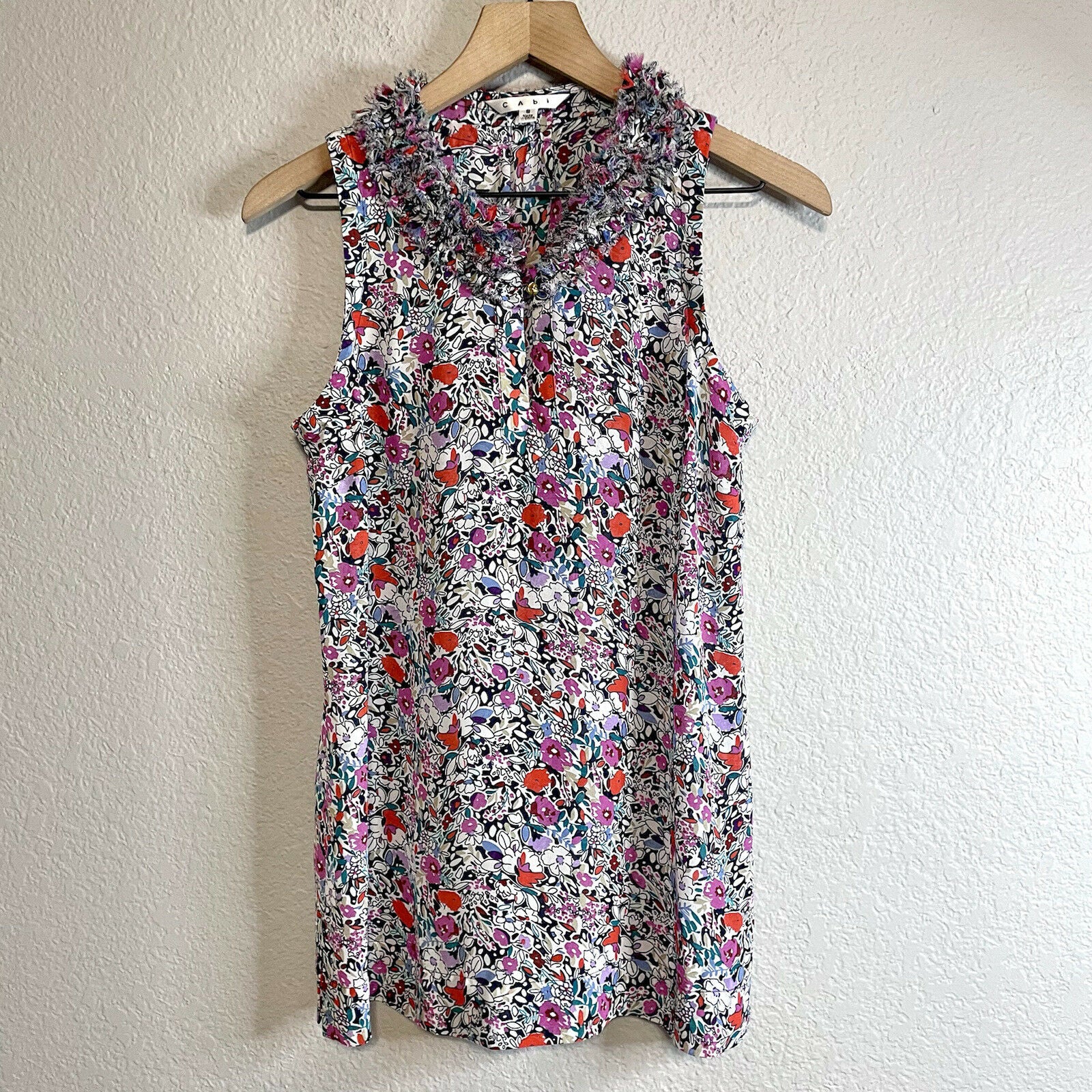 Ruffle Neck Floral Sleeveless