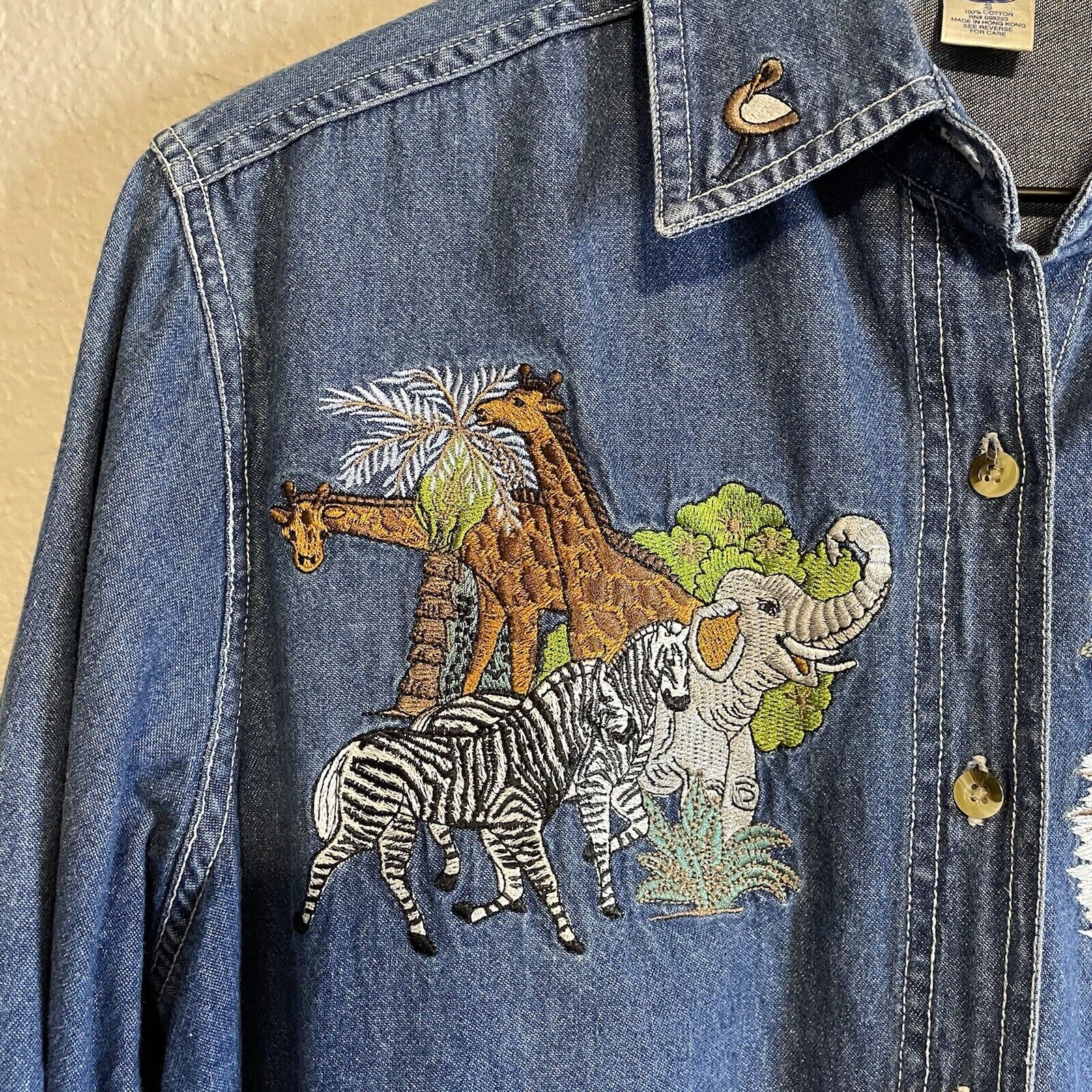 Chambray Zoo Safari Animal Button Up