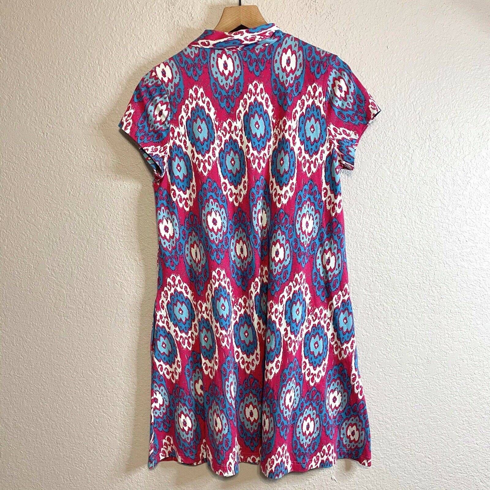 Abstract Print Button Dress