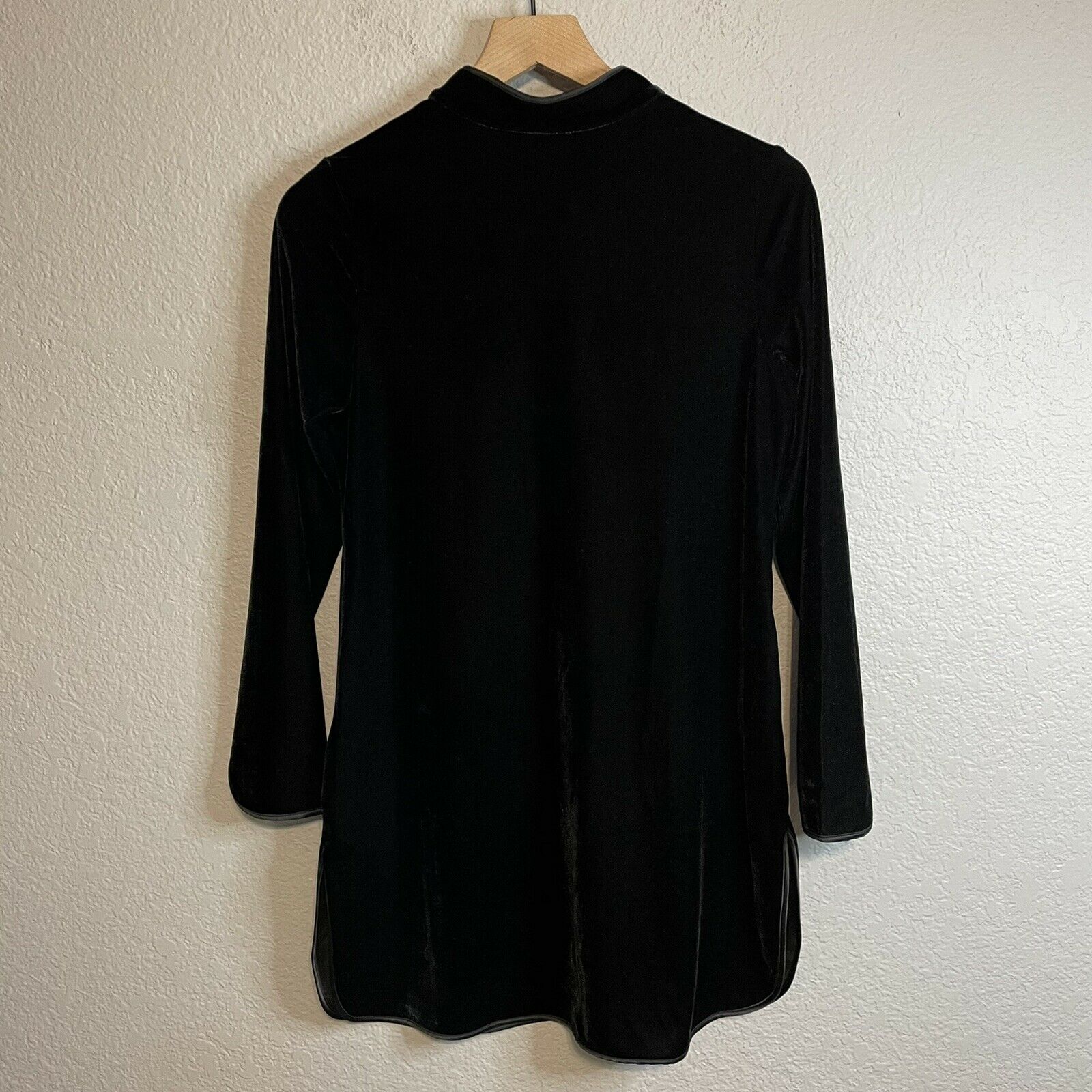 Velvet Satin Trim Tunic Top