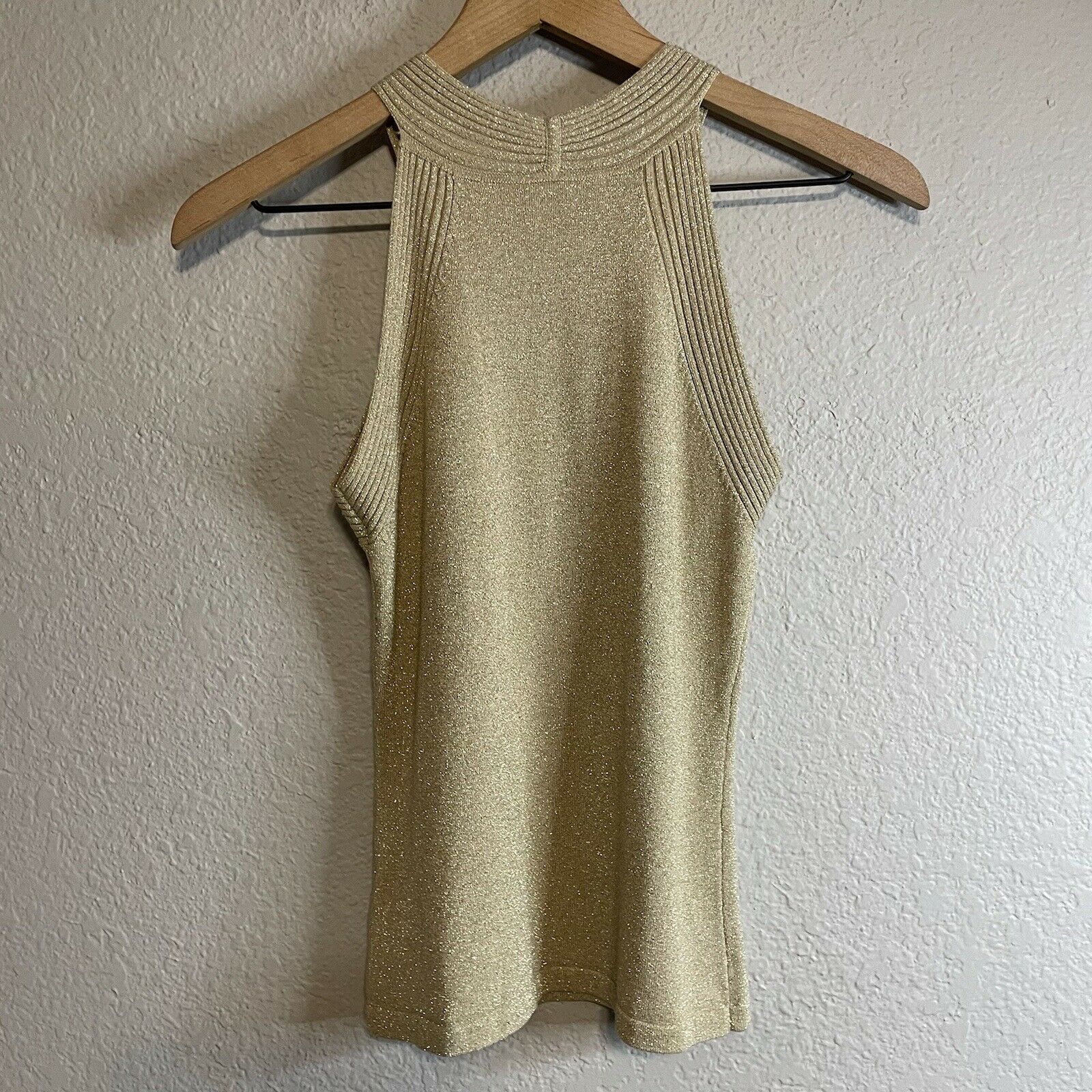 Golden High Neck Knit Tank Top