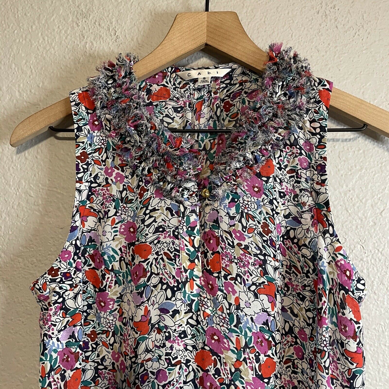 Ruffle Neck Floral Sleeveless