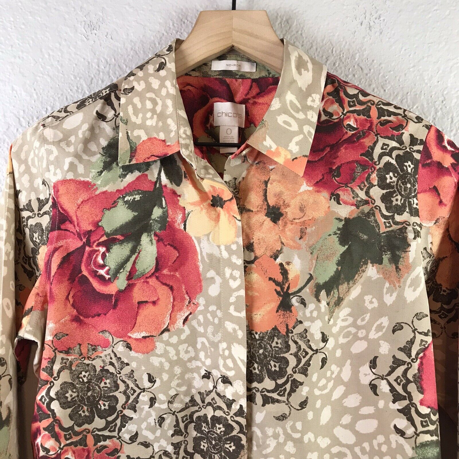 Floral Leopard Button Up Blouse