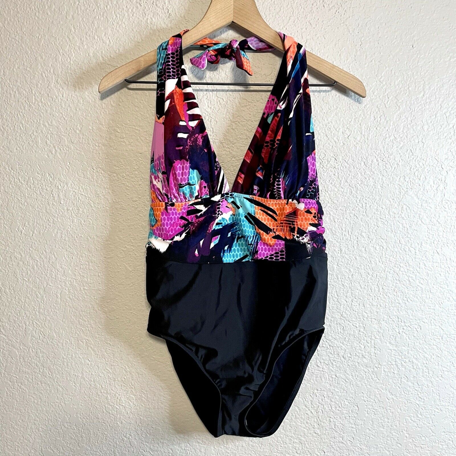 Abstract Color Block One Piece Swimsuit