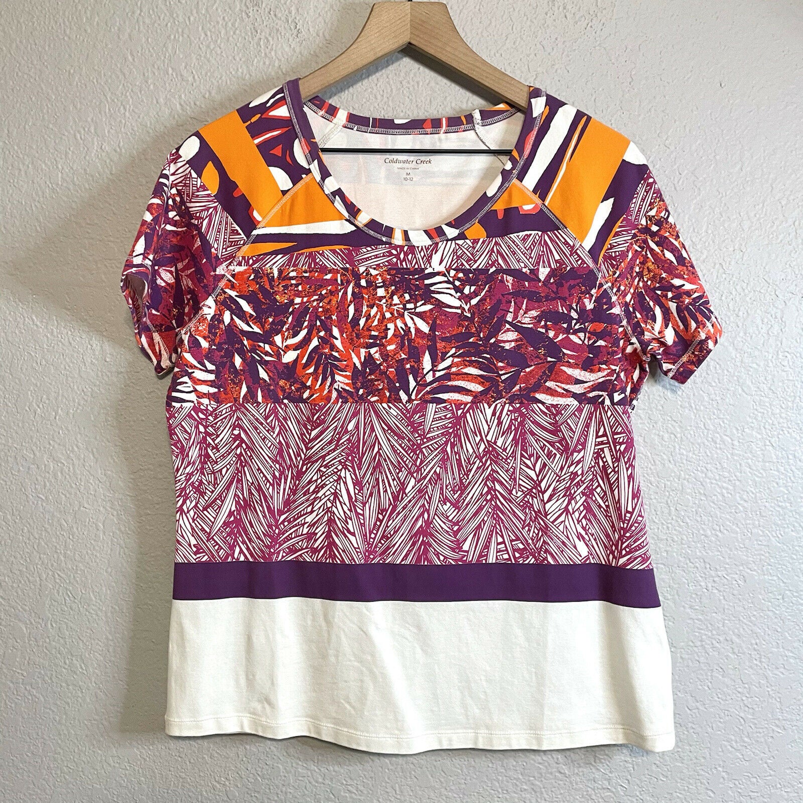 Color Block Leaf Print Tee