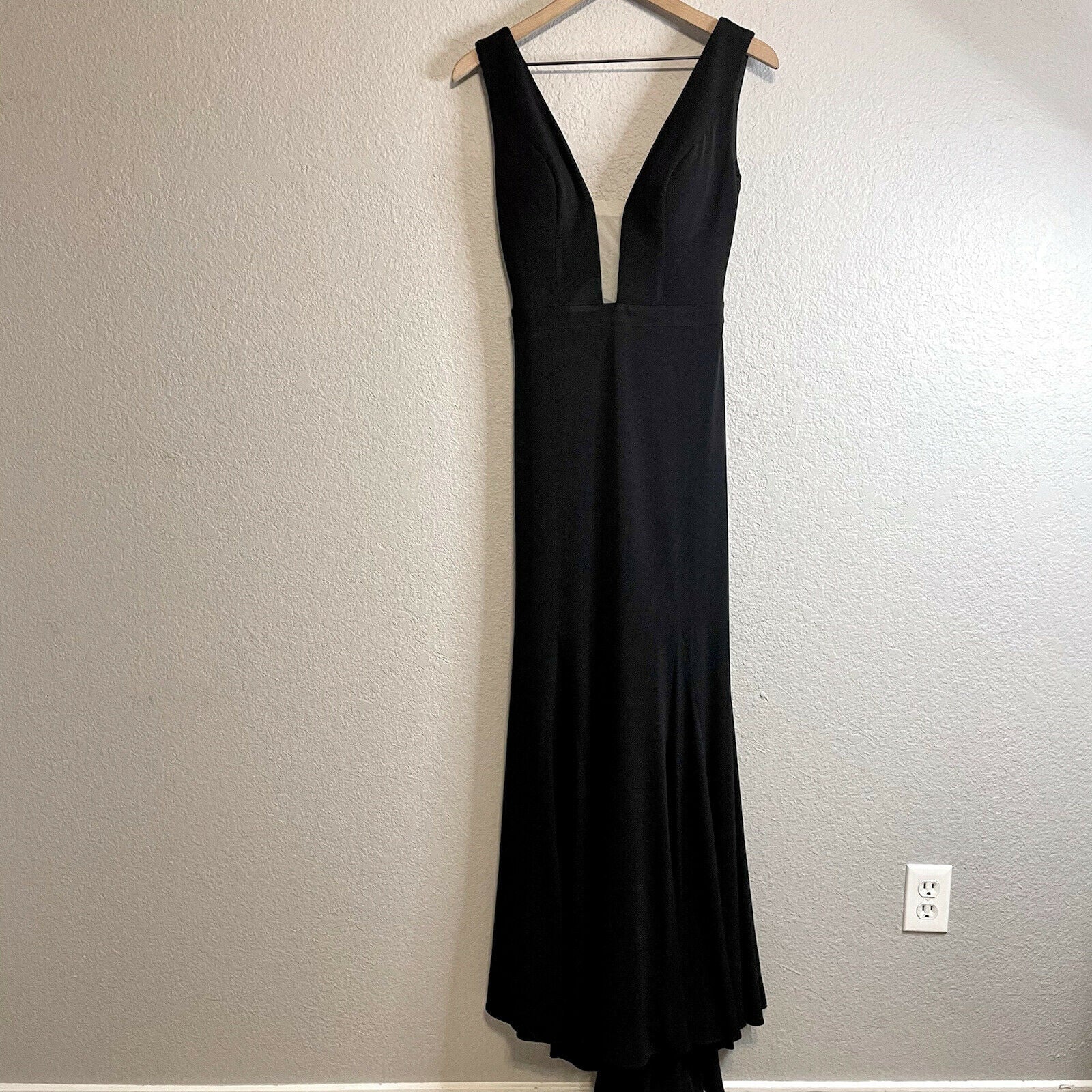 V-Neck Sheer Panel Maxi Formal Gown