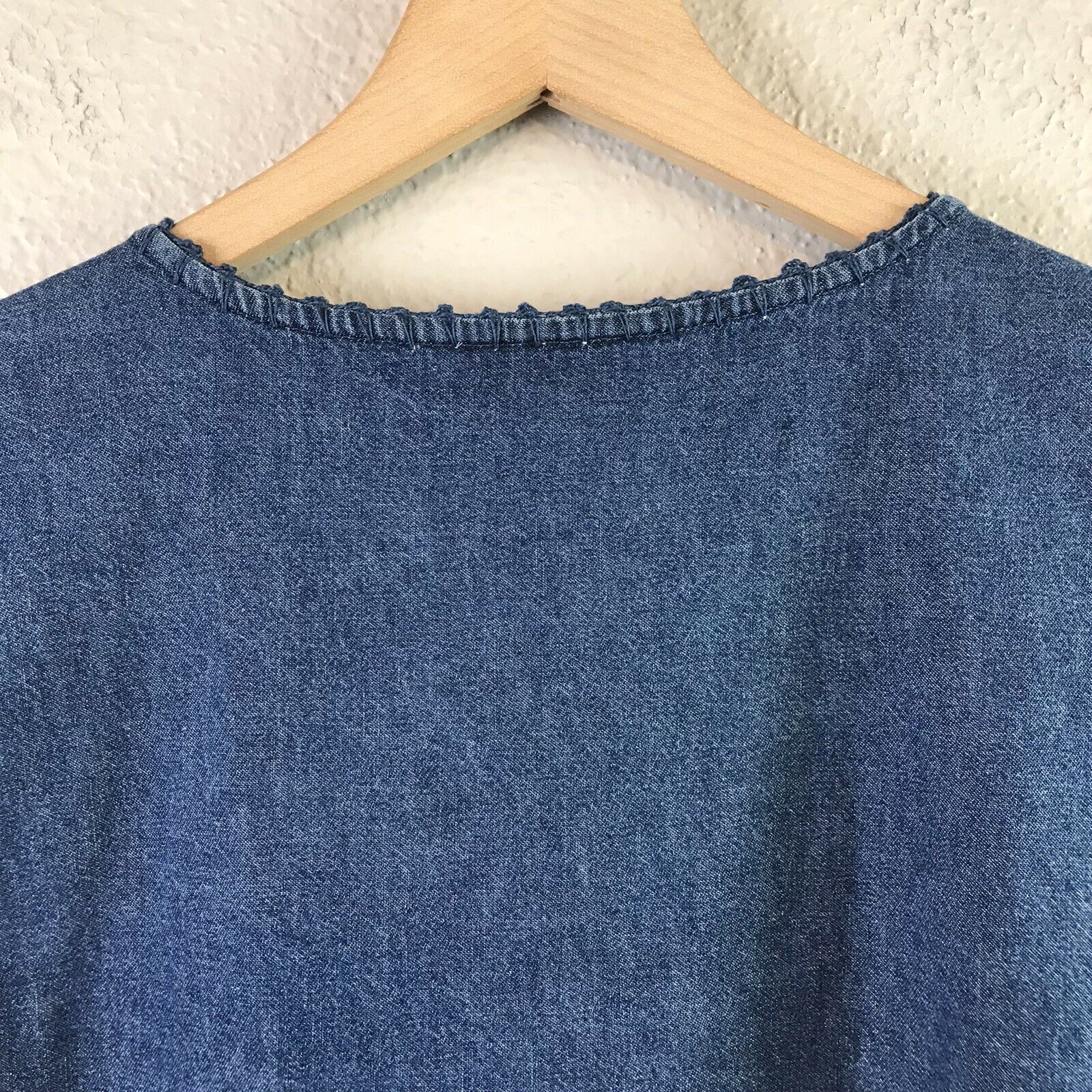 Chambray Crochet Trim Top