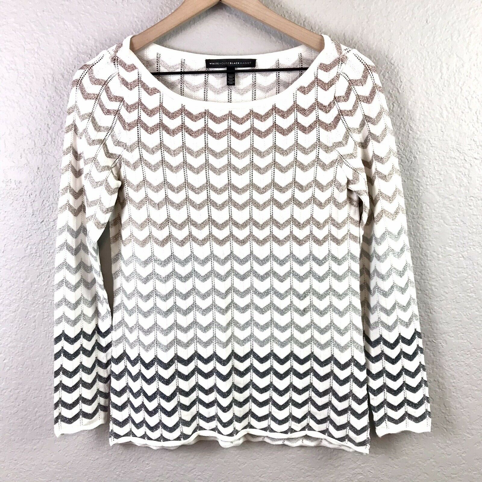 Metallic Chevron Knit Sweater