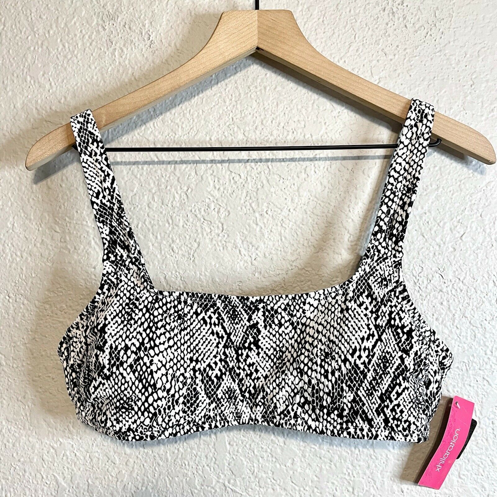 Snakeskin Print Bandeau Swim Top