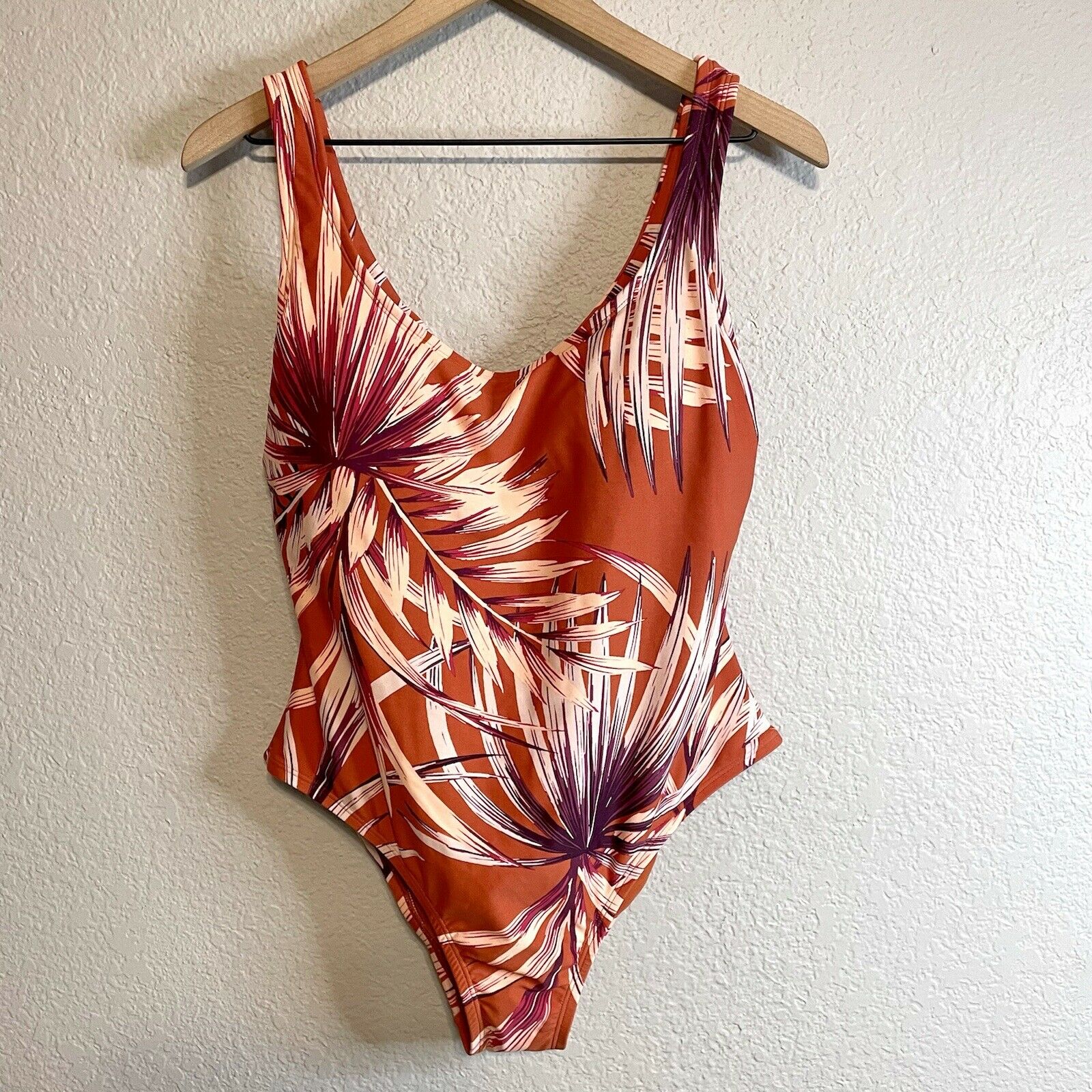 Tropical Leaf Print One Piece Swimsuit