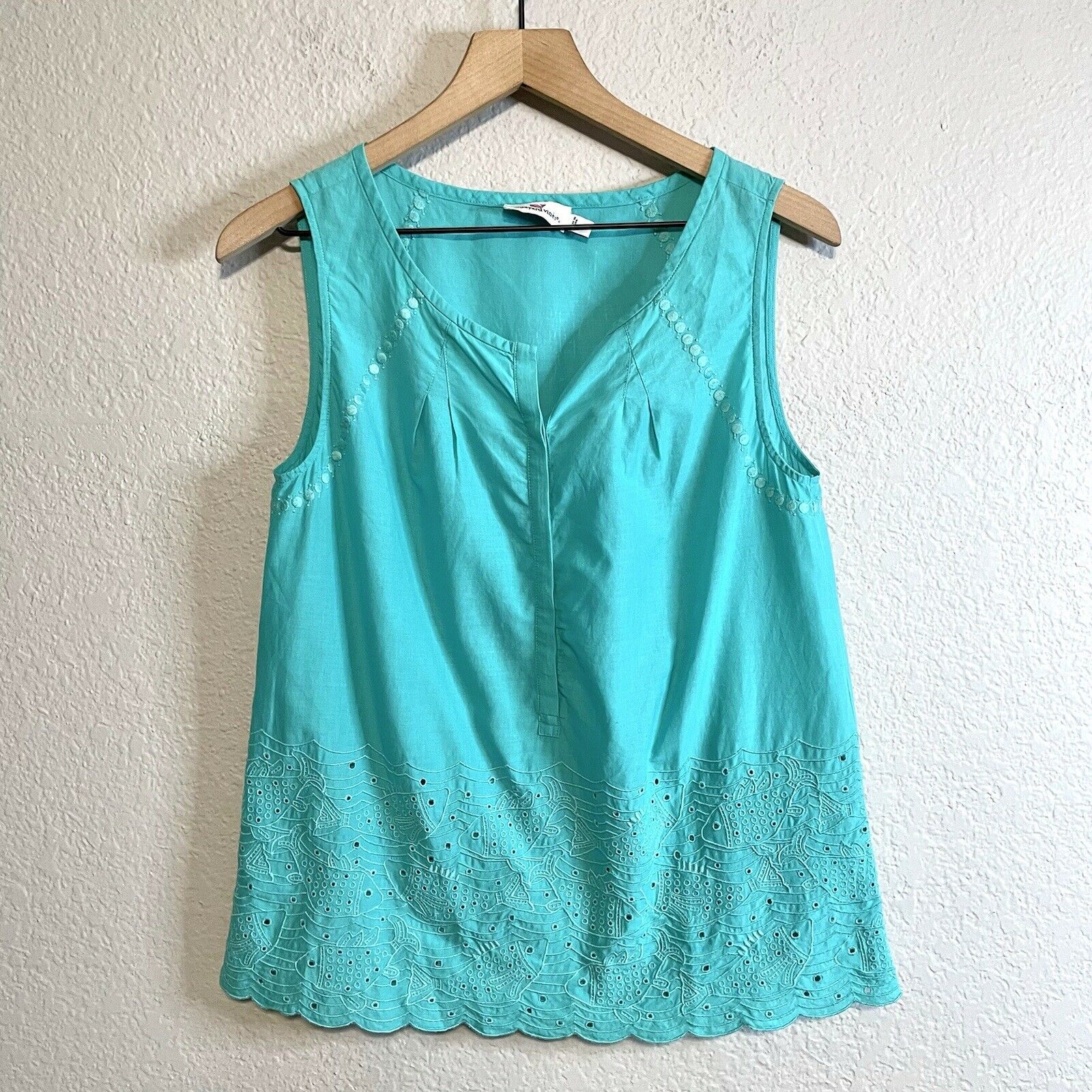 Fish Eyelet Sleeveless Top