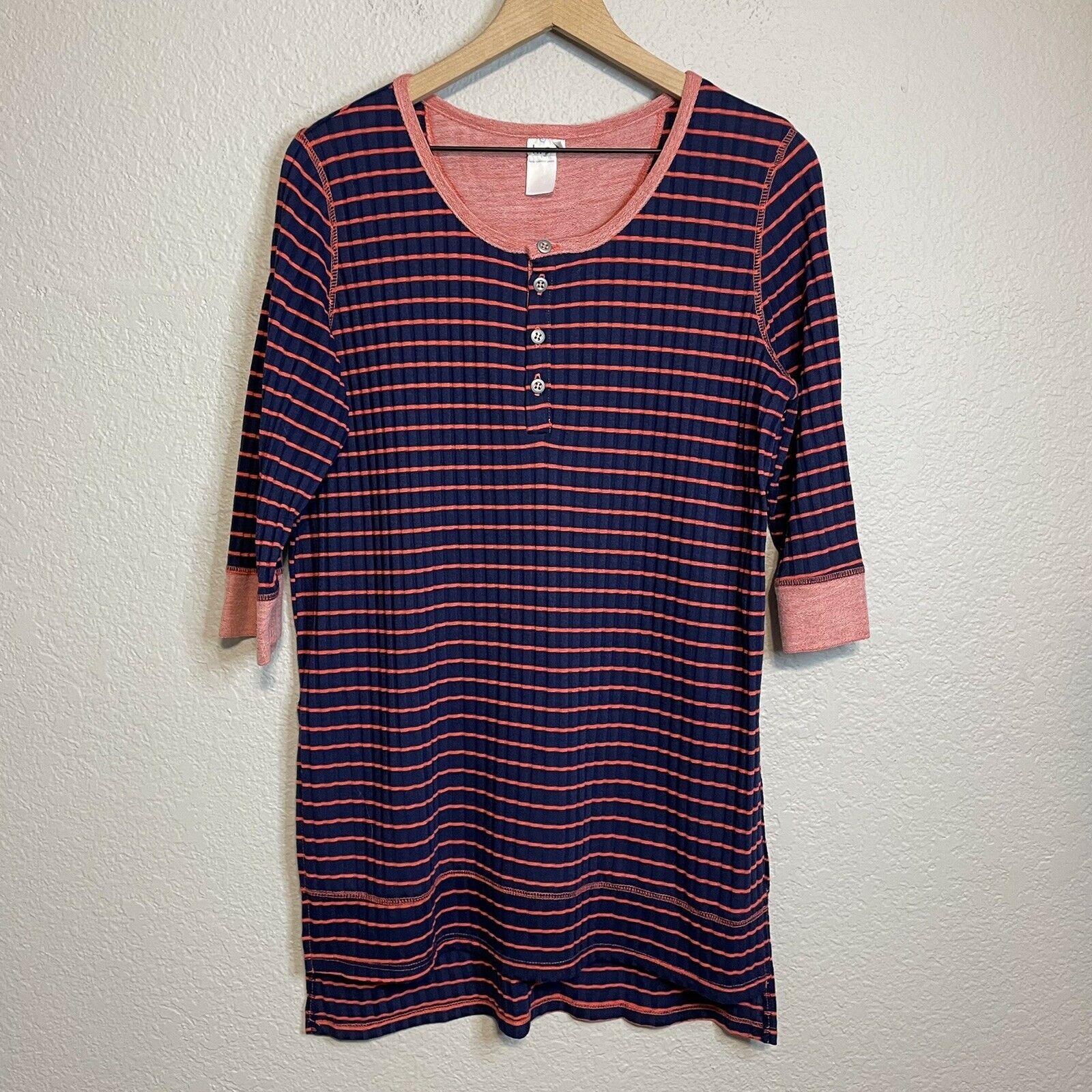 Striped Henley Tunic Top