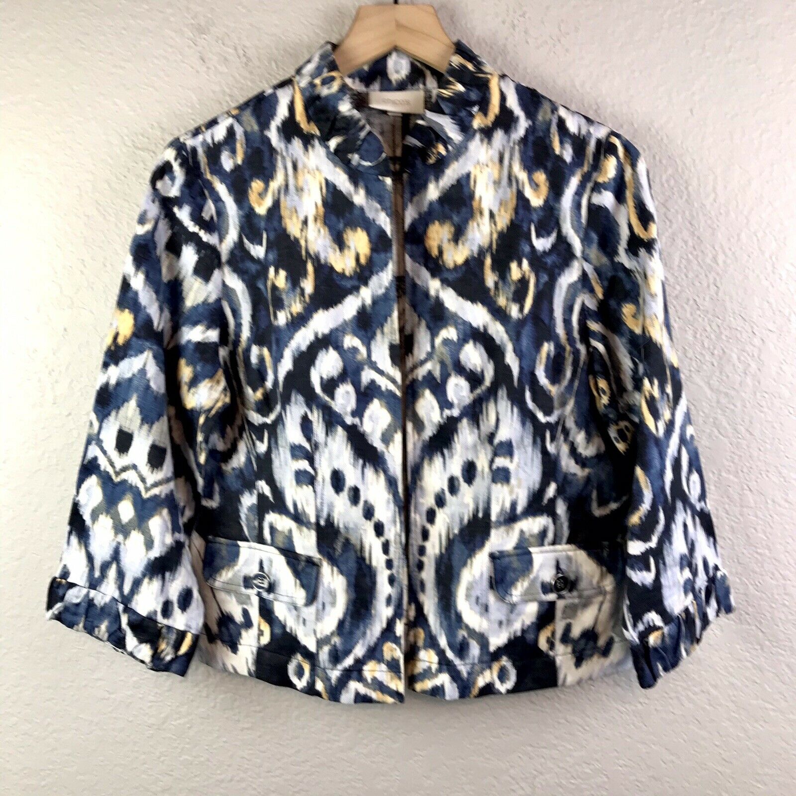 Abstract Linen Blend Blazer Jacket