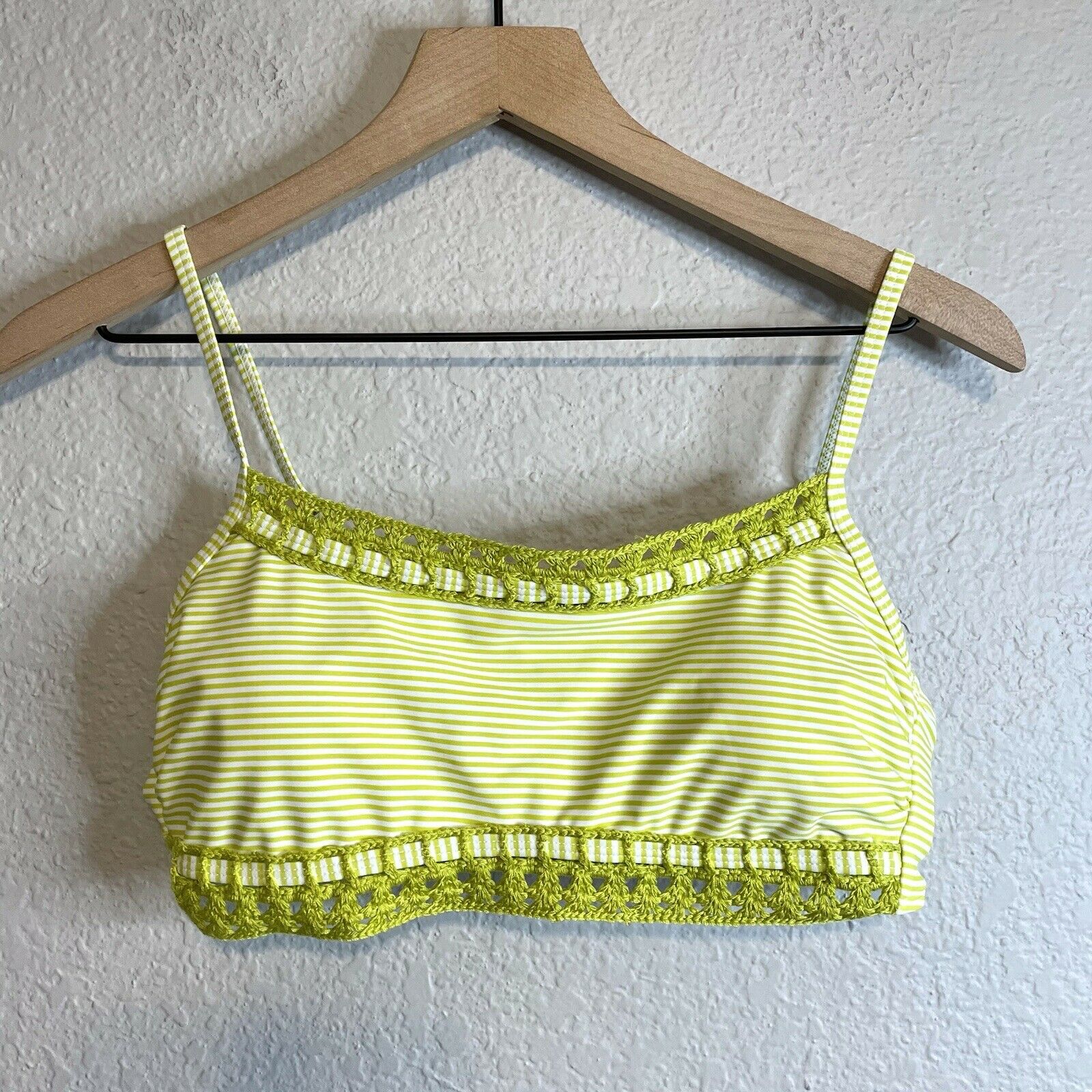 Striped Bikini Top Crochet Knit Trim