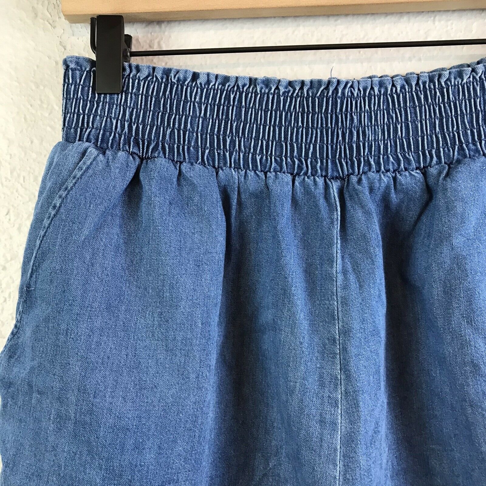 Chambray Smocked Waist Shorts