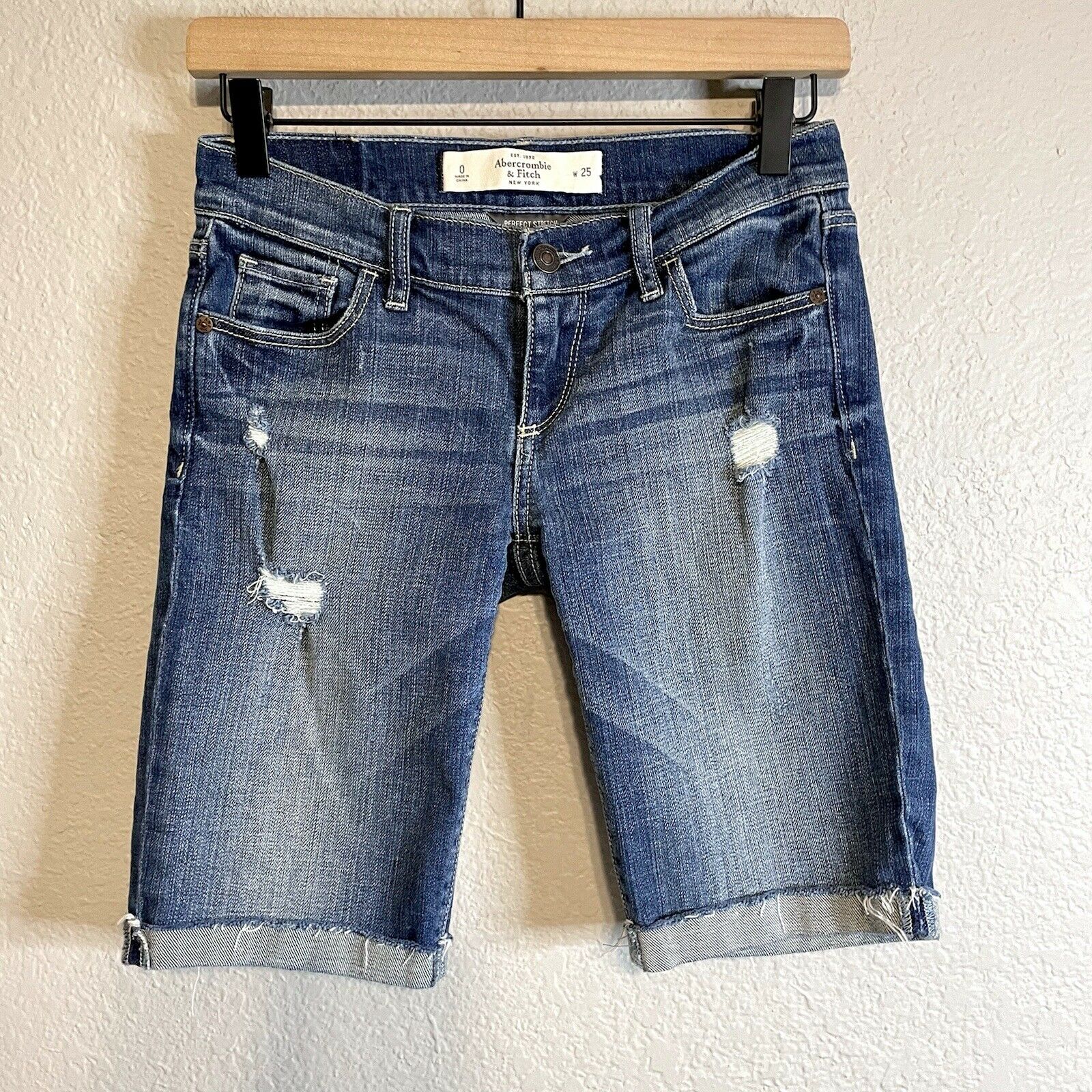 Distressed Bermuda Jean Shorts