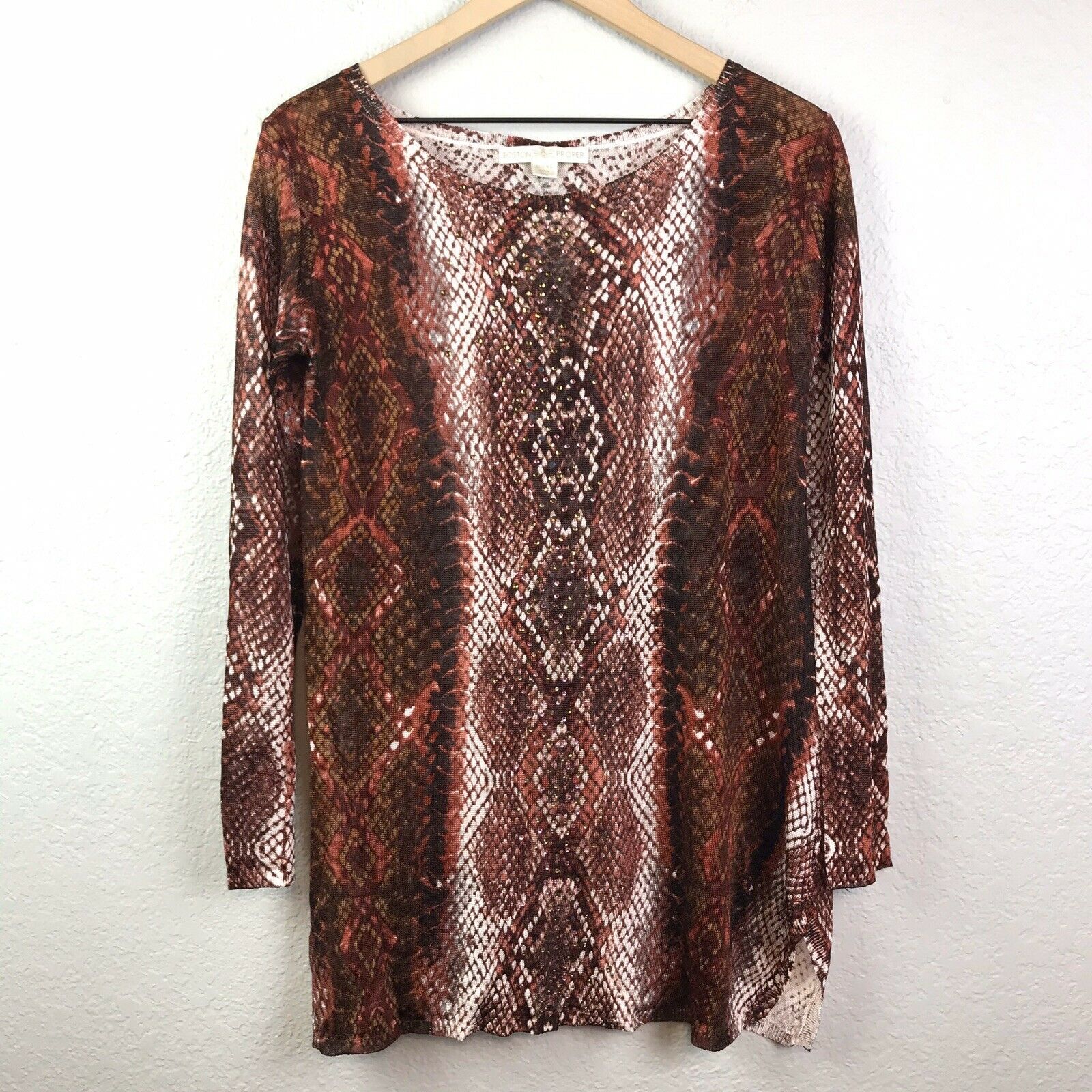 Snakeskin Print Embellished Tunic