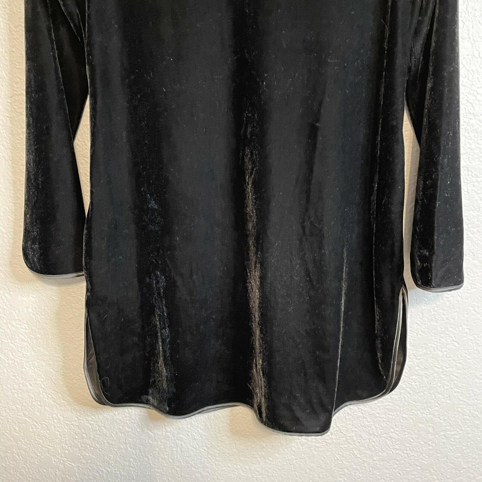 Velvet Satin Trim Tunic Top