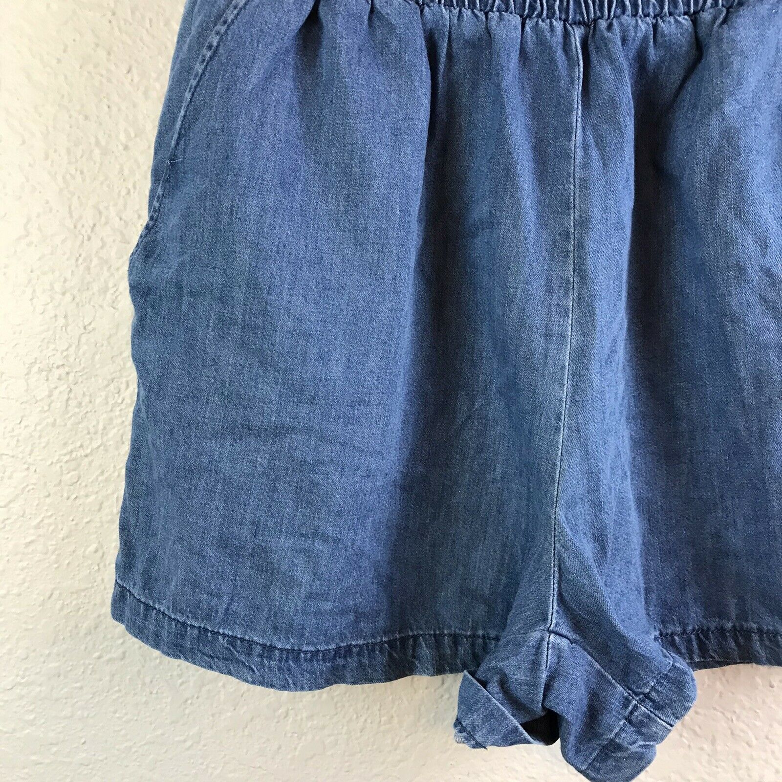 Chambray Smocked Waist Shorts