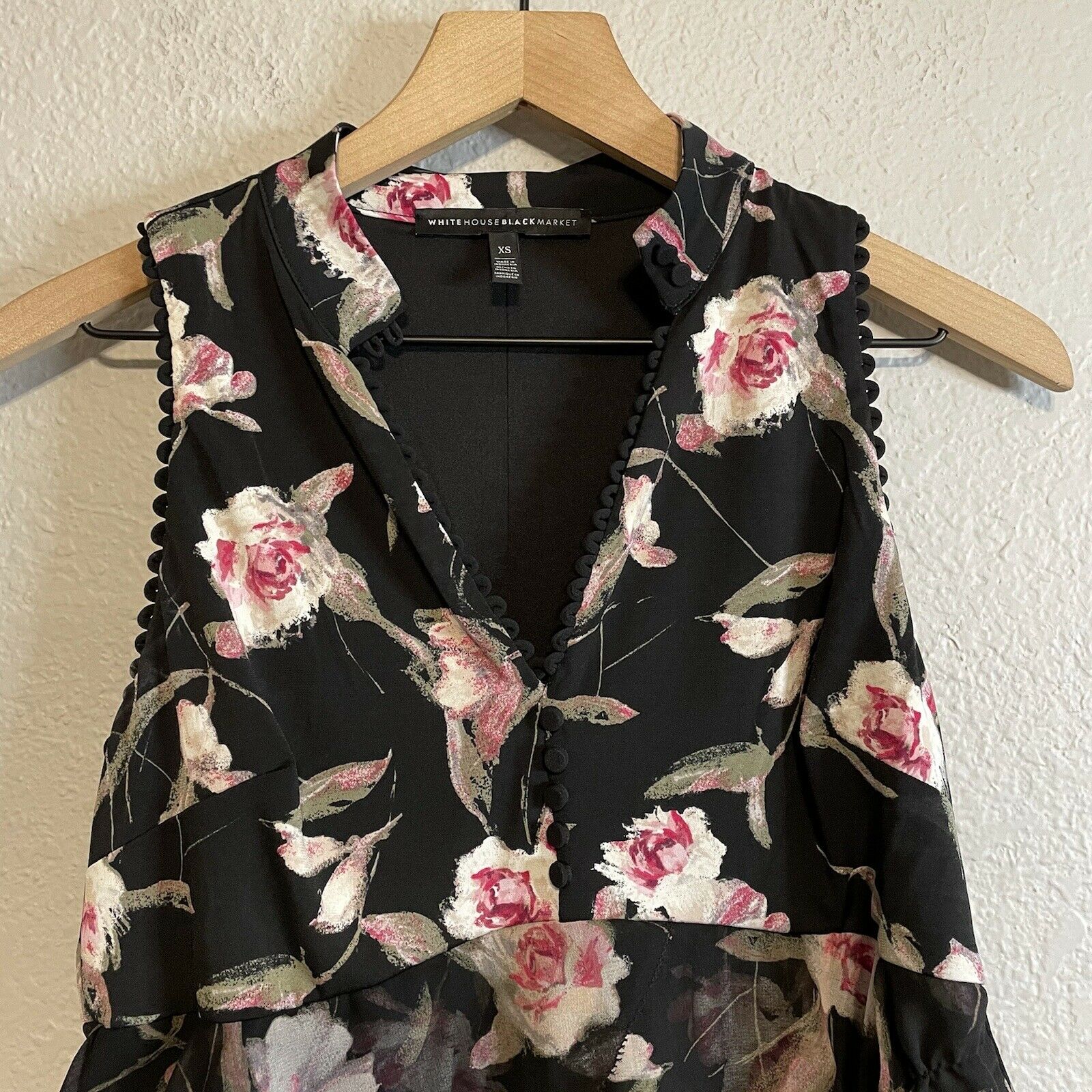 Floral V-Neck Ruffle Trim Blouse