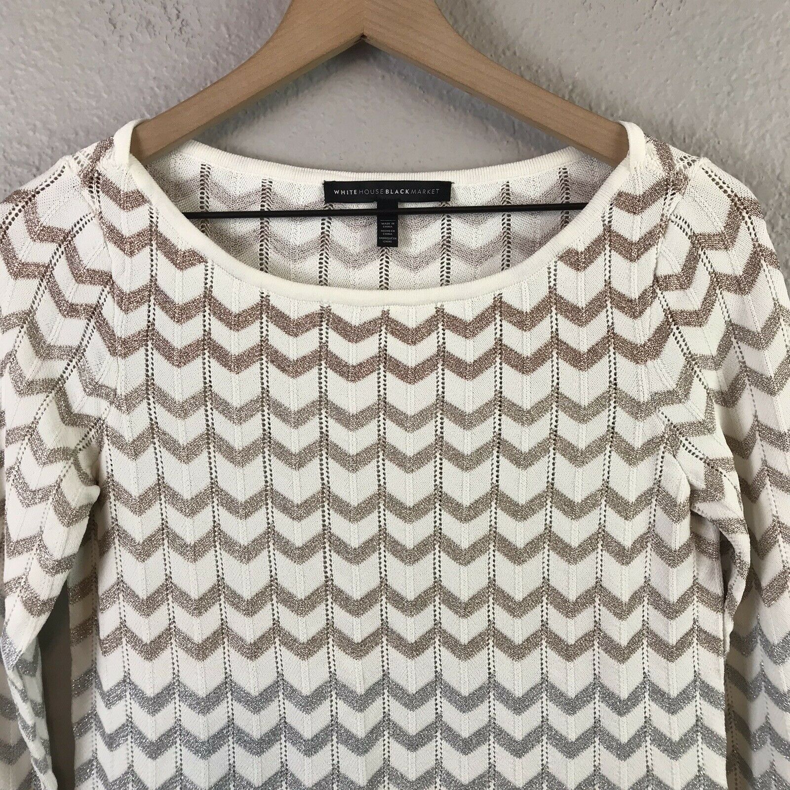 Metallic Chevron Knit Sweater