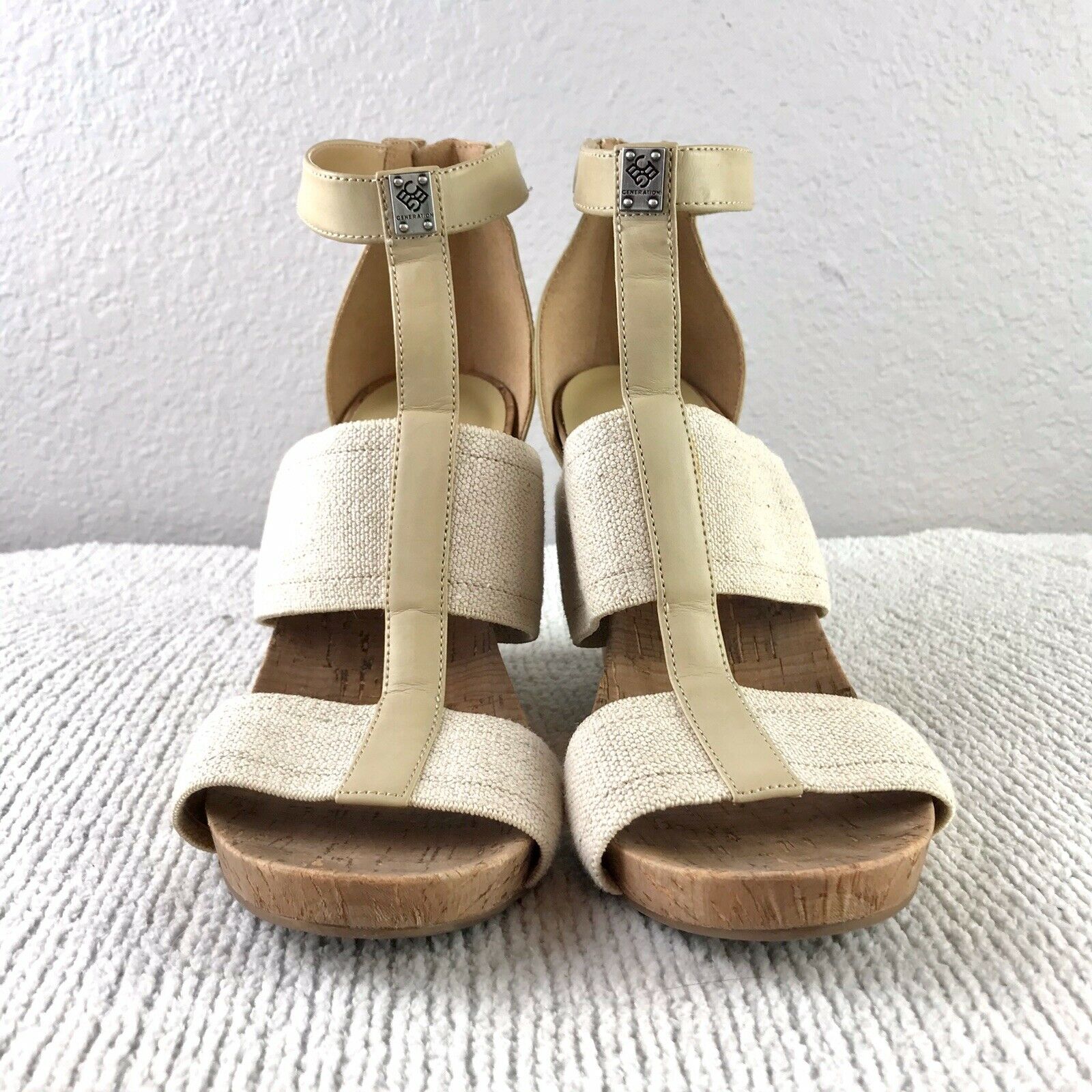 Canvas Strappy Wedge Sandals