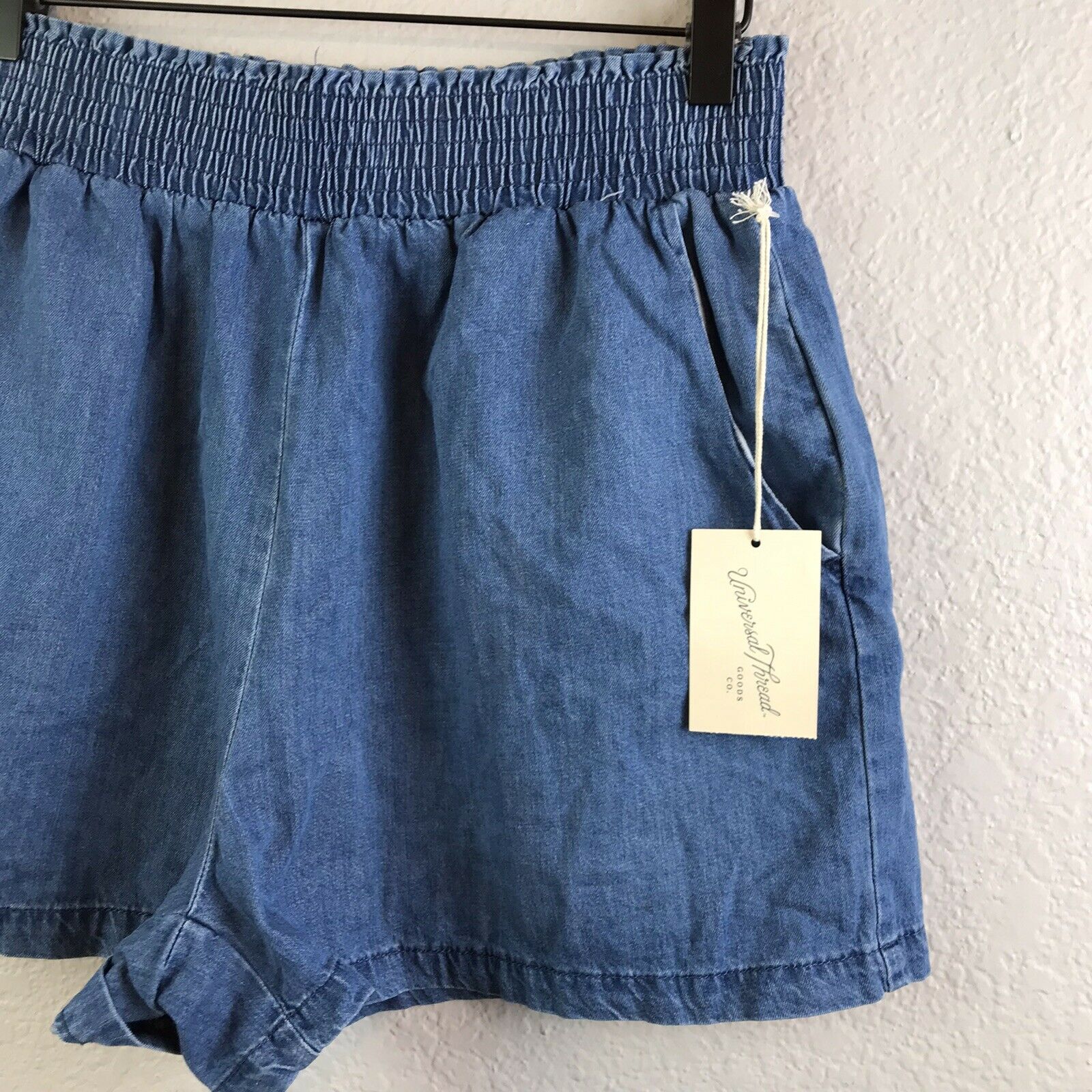 Chambray Smocked Waist Shorts