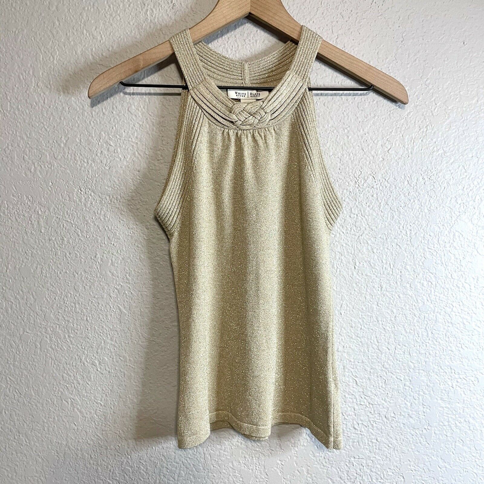 Golden High Neck Knit Tank Top